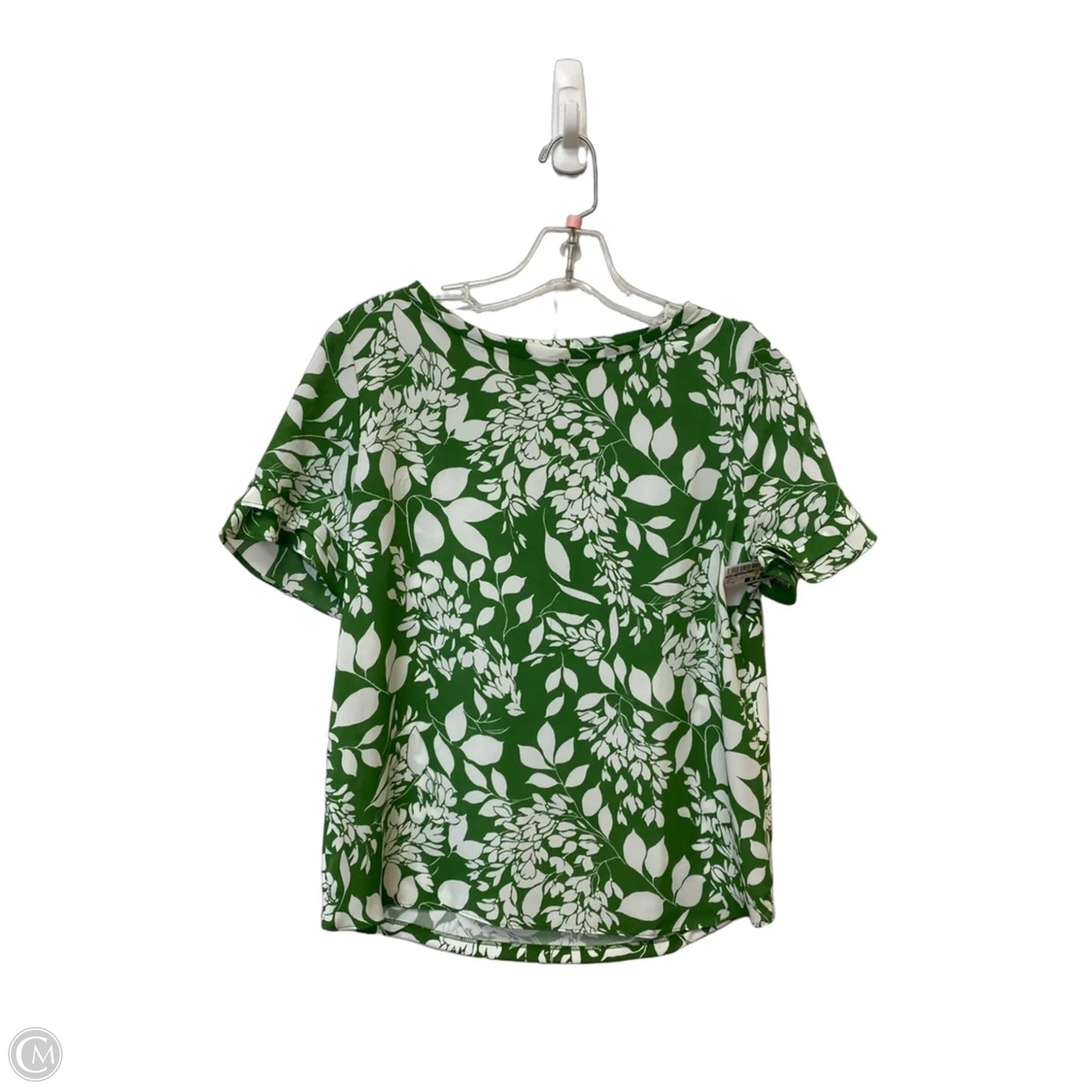 Top Short Sleeve By Ann Taylor In Green & White, Size: Sp