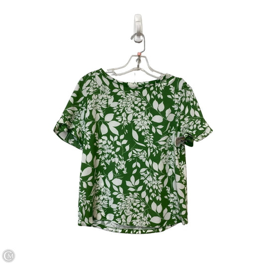 Top Short Sleeve By Ann Taylor In Green & White, Size: Sp