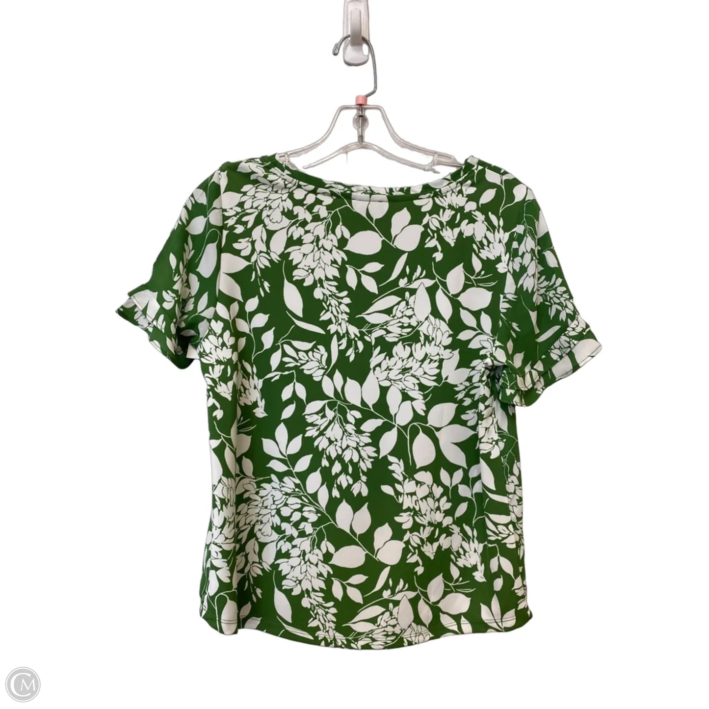 Top Short Sleeve By Ann Taylor In Green & White, Size: Sp