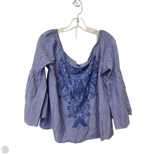 Top 3/4 Sleeve By International Concepts In Striped Pattern, Size: Xl