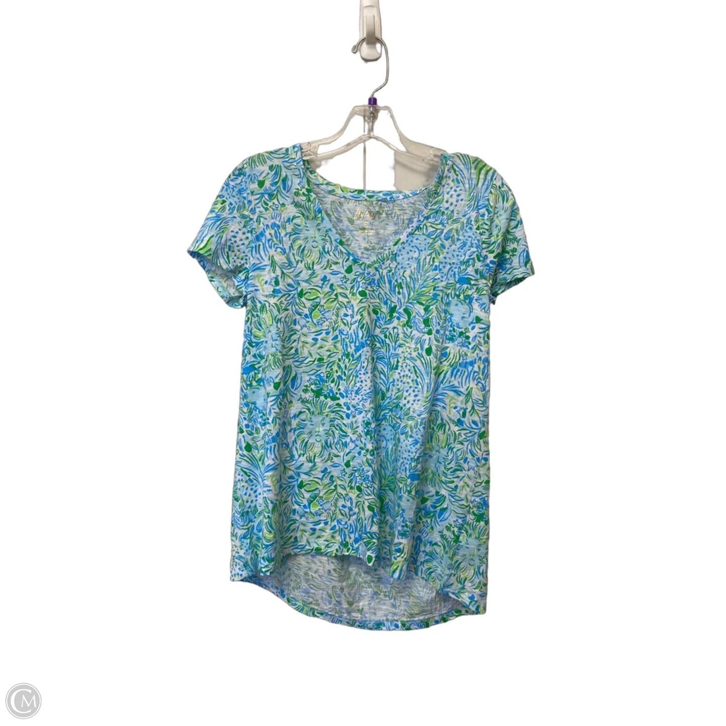 Top Short Sleeve Designer By Lilly Pulitzer In Blue, Size: S