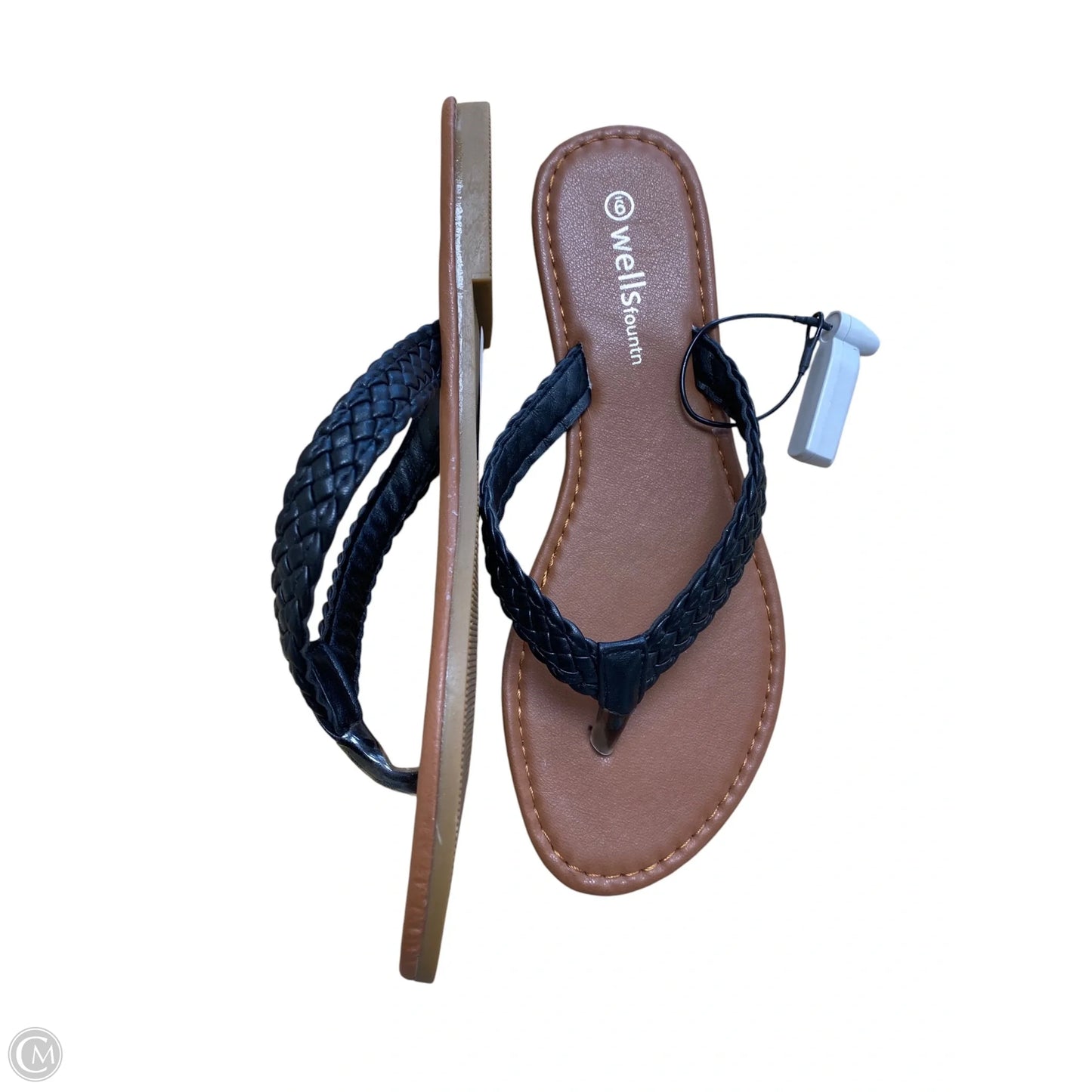 Sandals Flip Flops By Clothes Mentor In Black & Brown, Size: 9