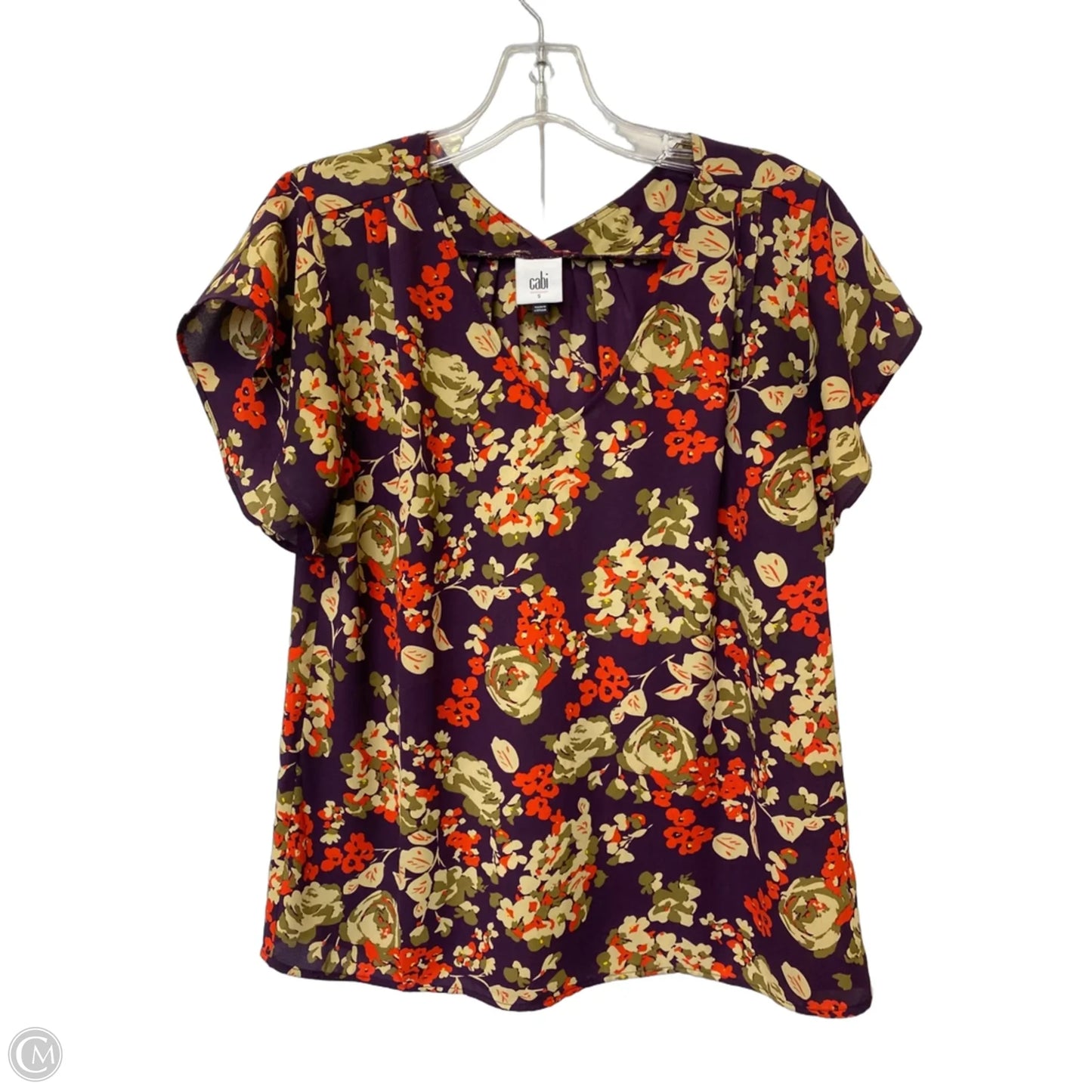 Top Short Sleeve By Cabi In Floral Print, Size: M