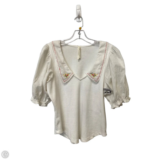 Top Short Sleeve By Anthropologie In White, Size: L