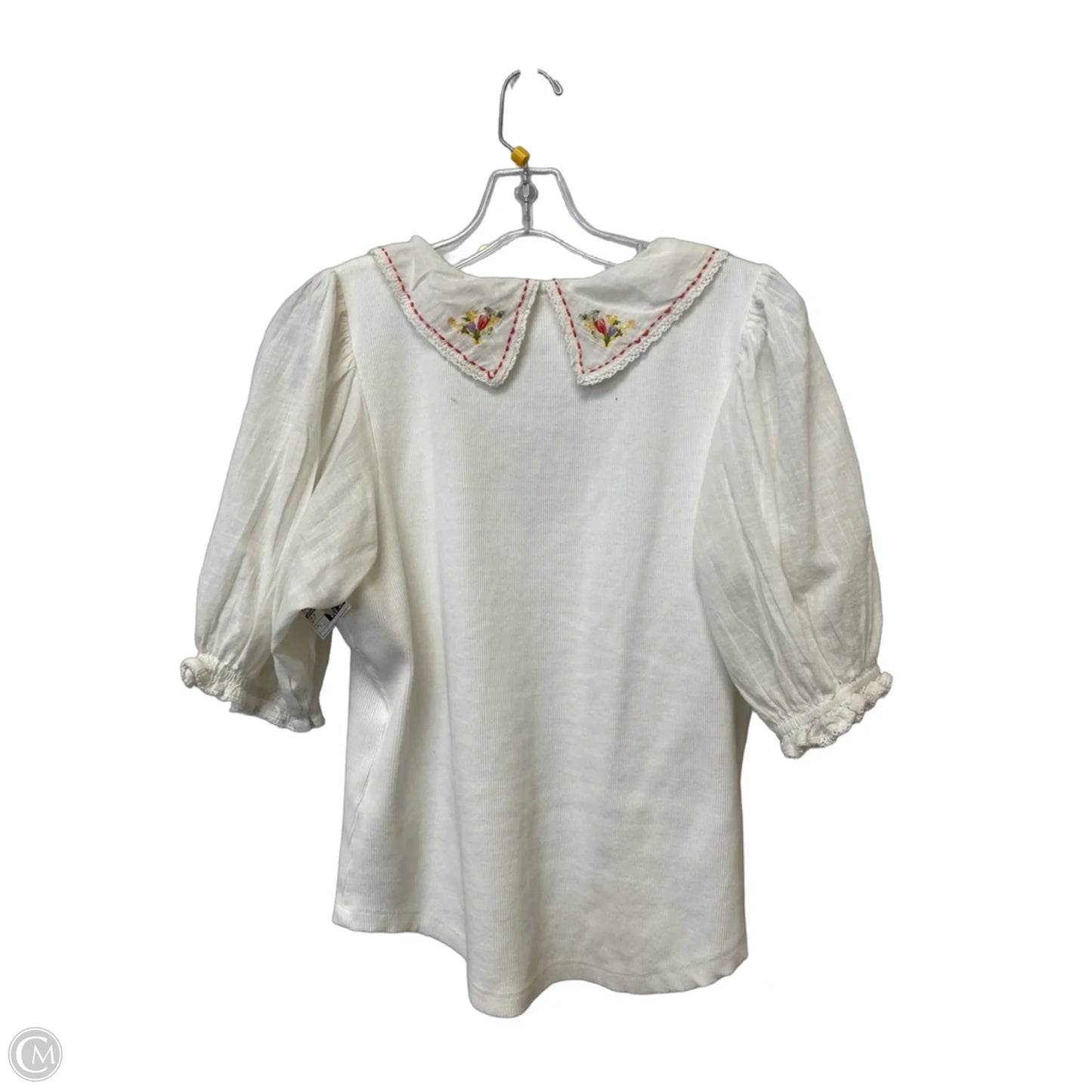 Top Short Sleeve By Anthropologie In White, Size: L