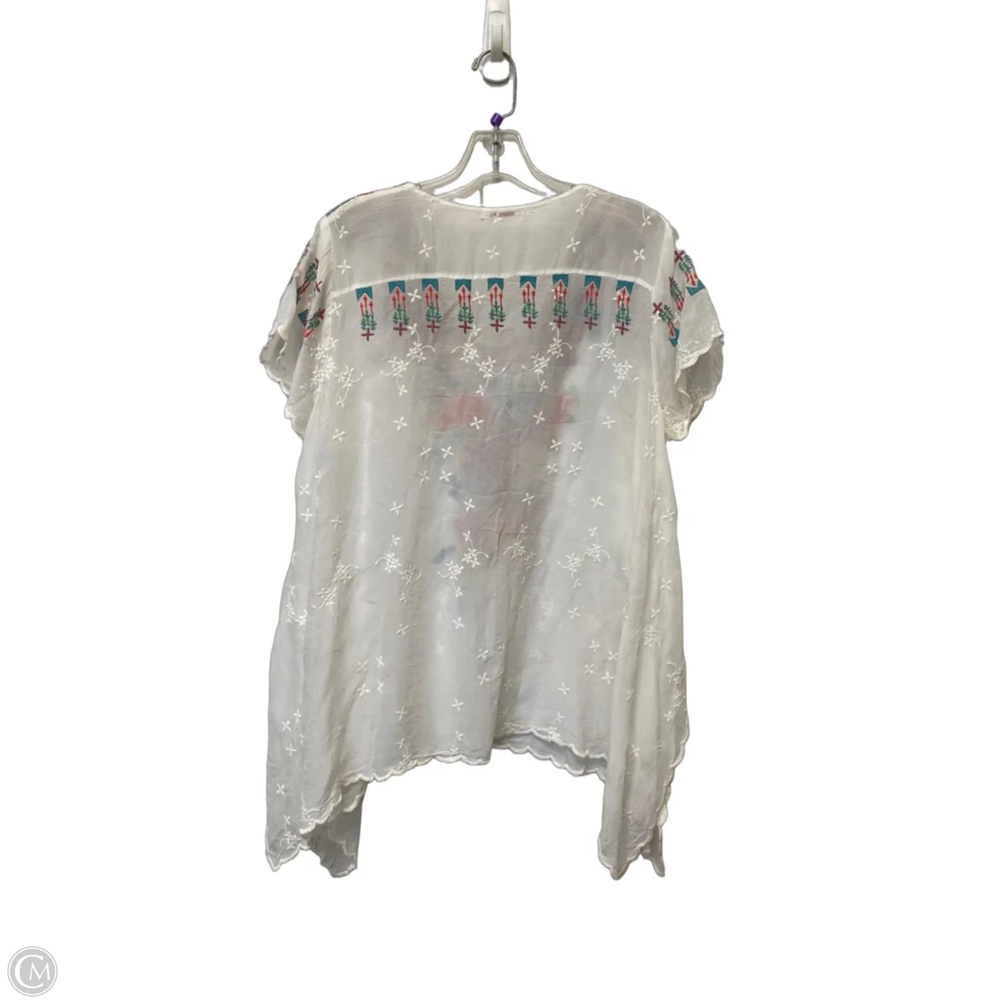 Top Short Sleeve By Johnny Was In White, Size: M
